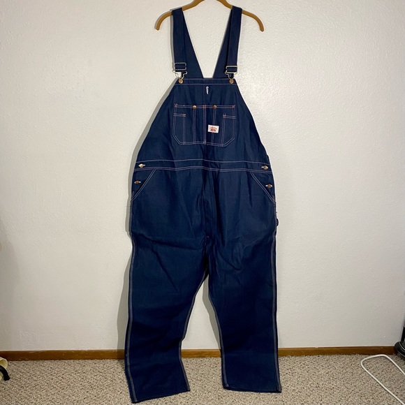 NEW Round House Denim Bib Overalls Men’s Size 50x34 100% Cotton Made in USA - Picture 3 of 13